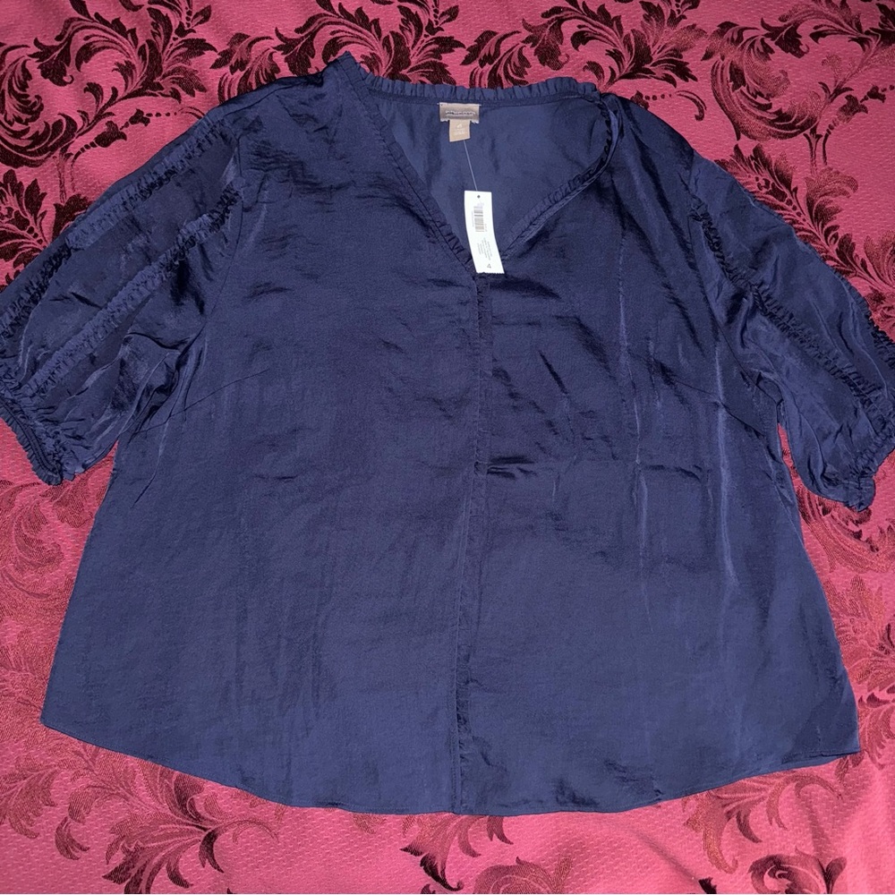 NWT Chico’s Satin Ruffle Blouse
